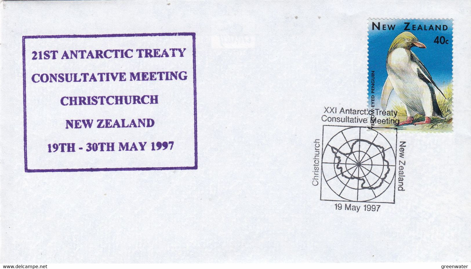 New Zealand 1997 Cover 21st Antarctic Treaty Consultative Meeting Christchurch Special Ca 19 May 1997 (GPA131B) - Trattato Antartico
