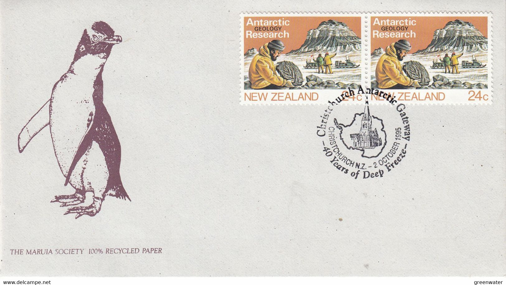 New Zealand 1995 40Y Of Deep Freeze Ca Christchurch Antarctic Gateway 2 October 1995 (GPA131C) - Événements & Commémorations