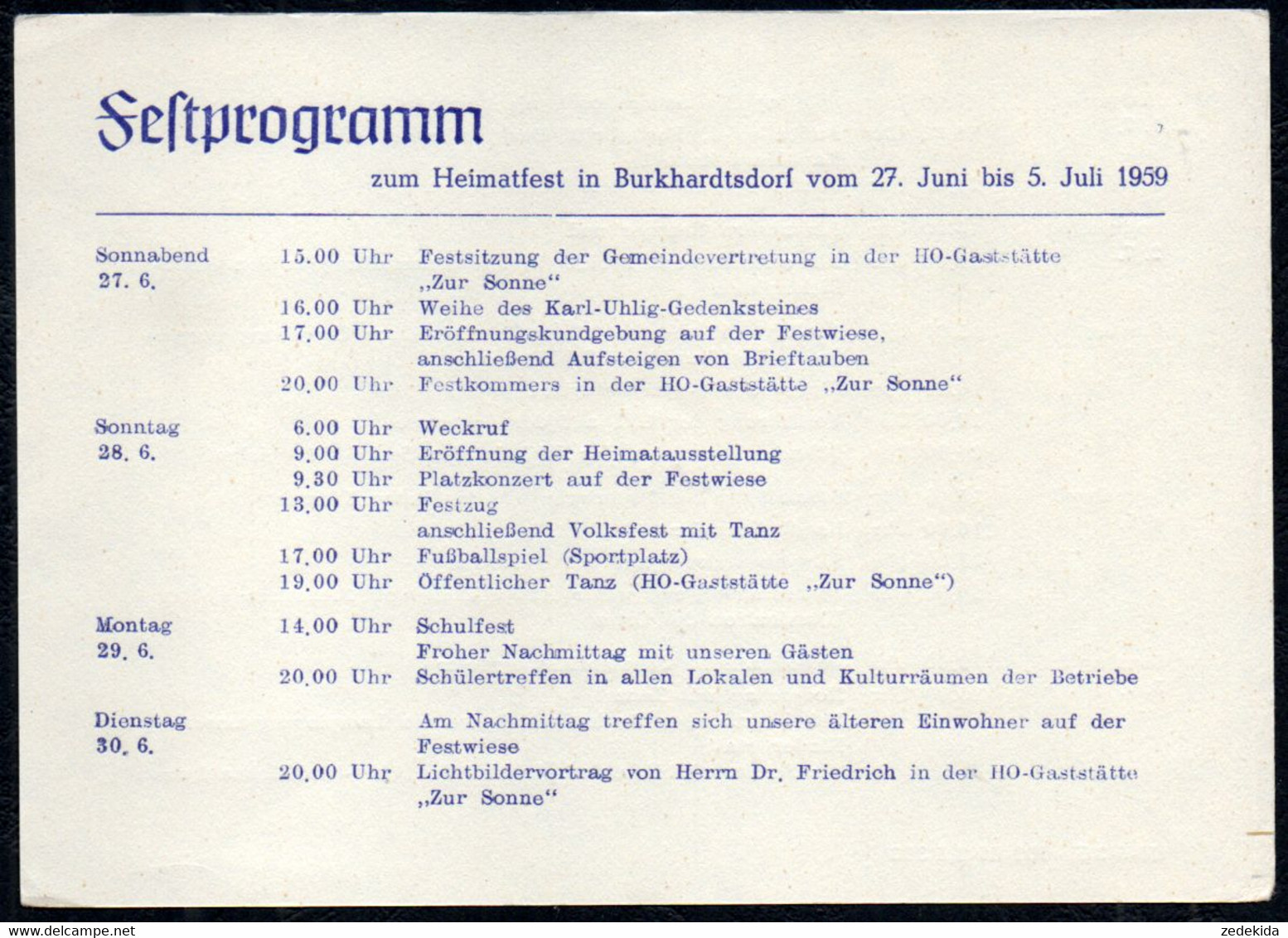 B6973 - Burkhardtsdorf Programm 750 Jahr Feier Festprogramm Heimatfest - Burkhardtsdorf