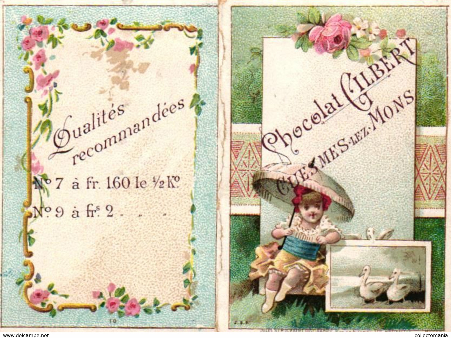 1 Calendrier   1894  Chocolat Gilbert Cuesmes - Lez  Mons  Litho. Jules Strickaert Bruxelles - Small : ...-1900