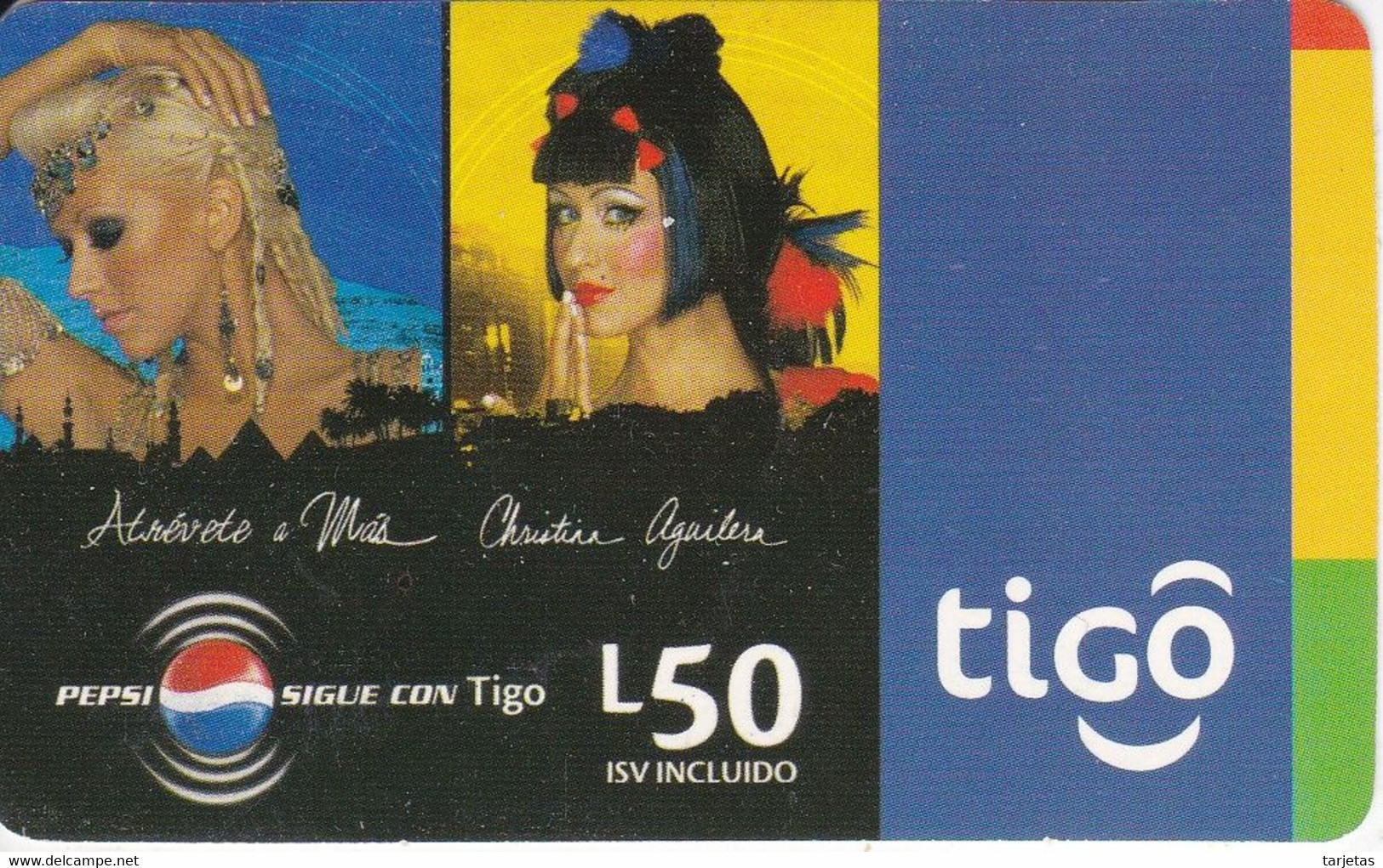 TARJETA DE HONDURAS DE TIGO DE PEPSI-COLA DE CRISTINA AGUILERA - Honduras