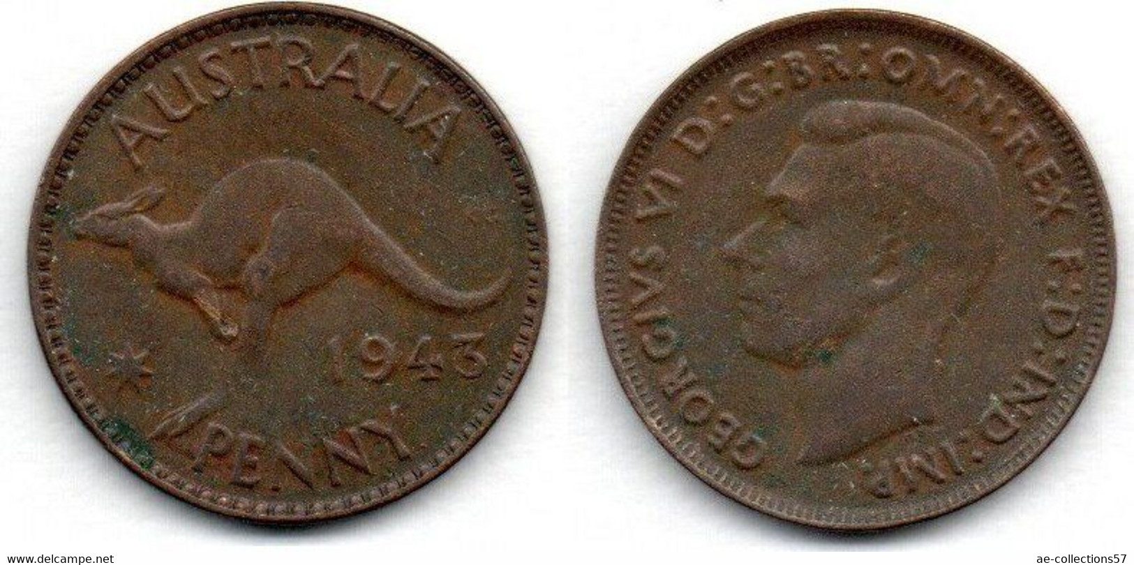 Australie -  1/2 Penny Penny 1943 TTB - 1938-52