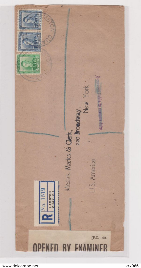 NEW ZEALAND 1945 LAMBTON Censored Registered Cover To UNITED STATES - Lettres & Documents