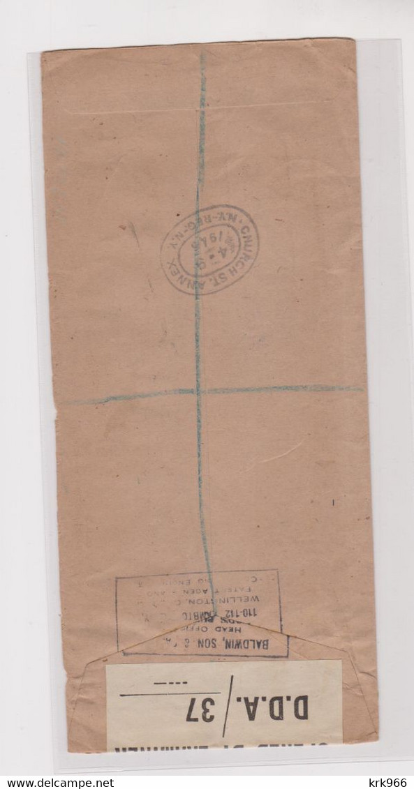 NEW ZEALAND 1945 LAMBTON Censored Registered Cover To UNITED STATES - Covers & Documents