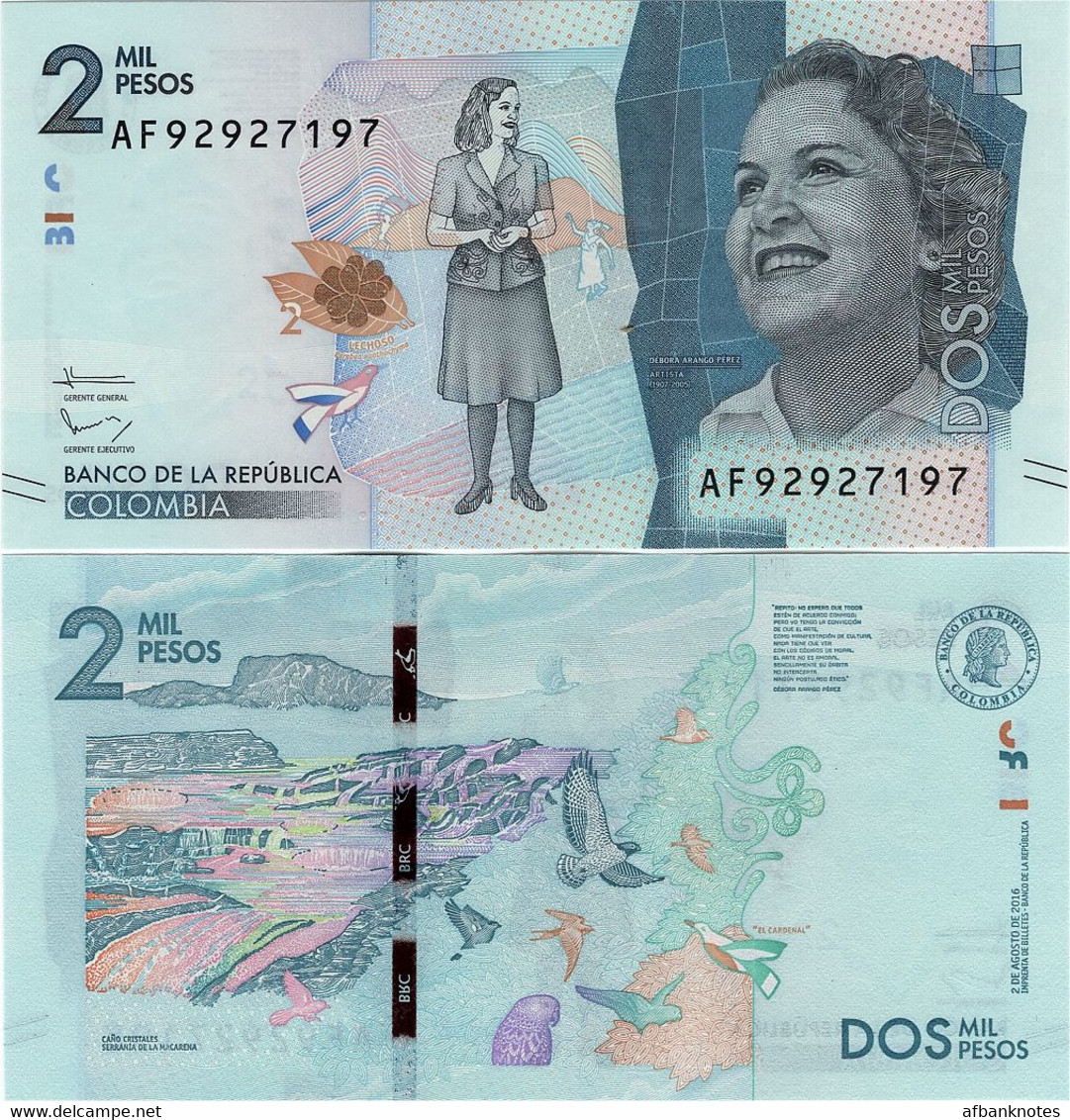 COLOMBIA       2000 Pesos       P-458b       2.8.2016      UNC - Colombia