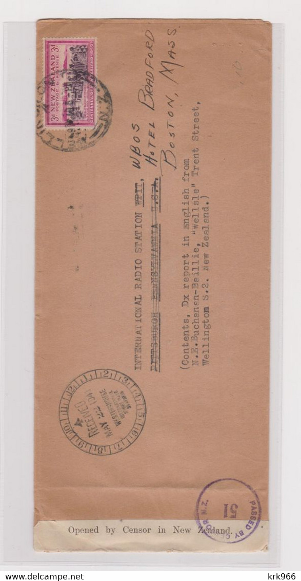 NEW ZEALAND 1941 WELLINGTON Censored Cover To UNITED STATES - Cartas & Documentos