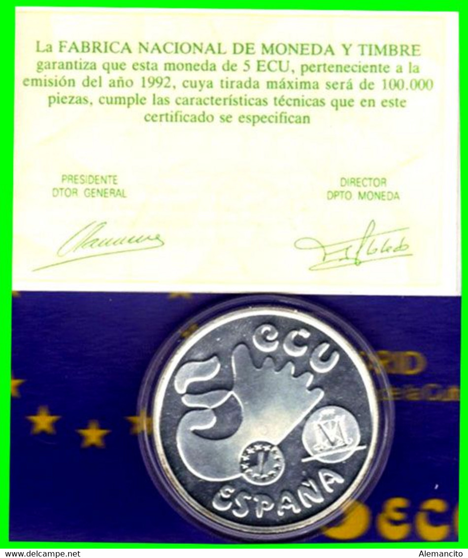 CAPITAL EUROPEA DE LA CULTURA 1992 PLATA PROOF 5 ECUS DE ESPAÑA SERIE MADRID  LA MONEDA ES DE PLATA. 995. DIAMETRO 42MM - Mint Sets & Proof Sets