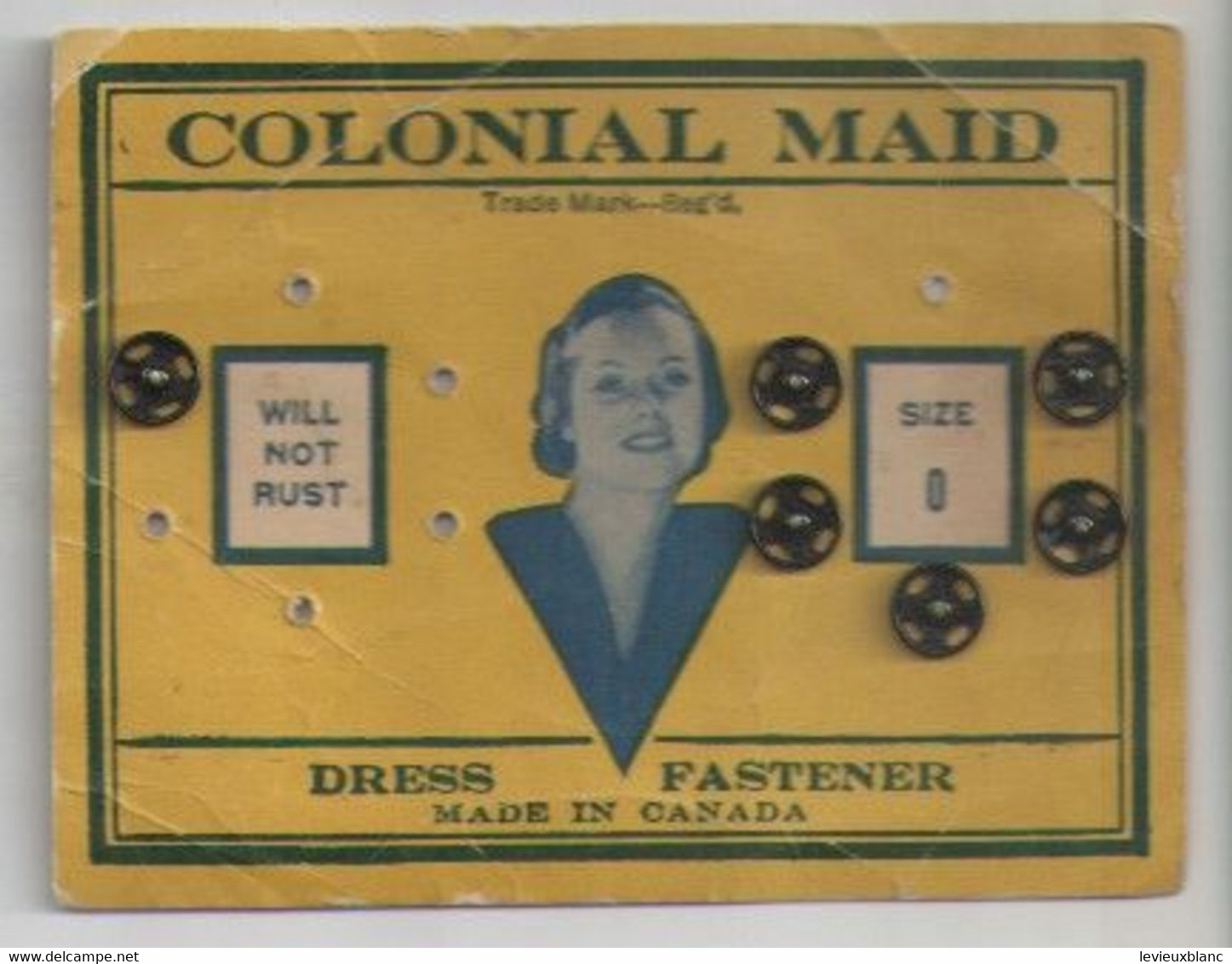 Mercerie / Boutons Pressions/Colonial Maid /Dress Fastener/Made In Canada /Carton De Présentation/Vers 1950-60     MER87 - Knopen