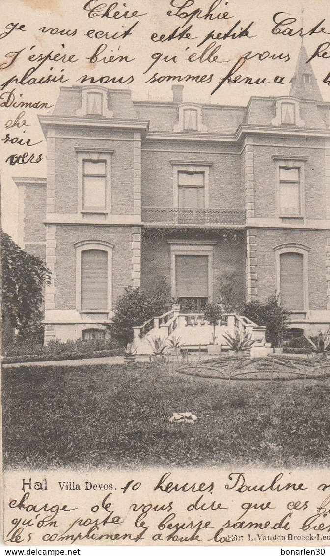 CPA  BELGIQUE HAL VILLA DEVOS 1903 - Halle
