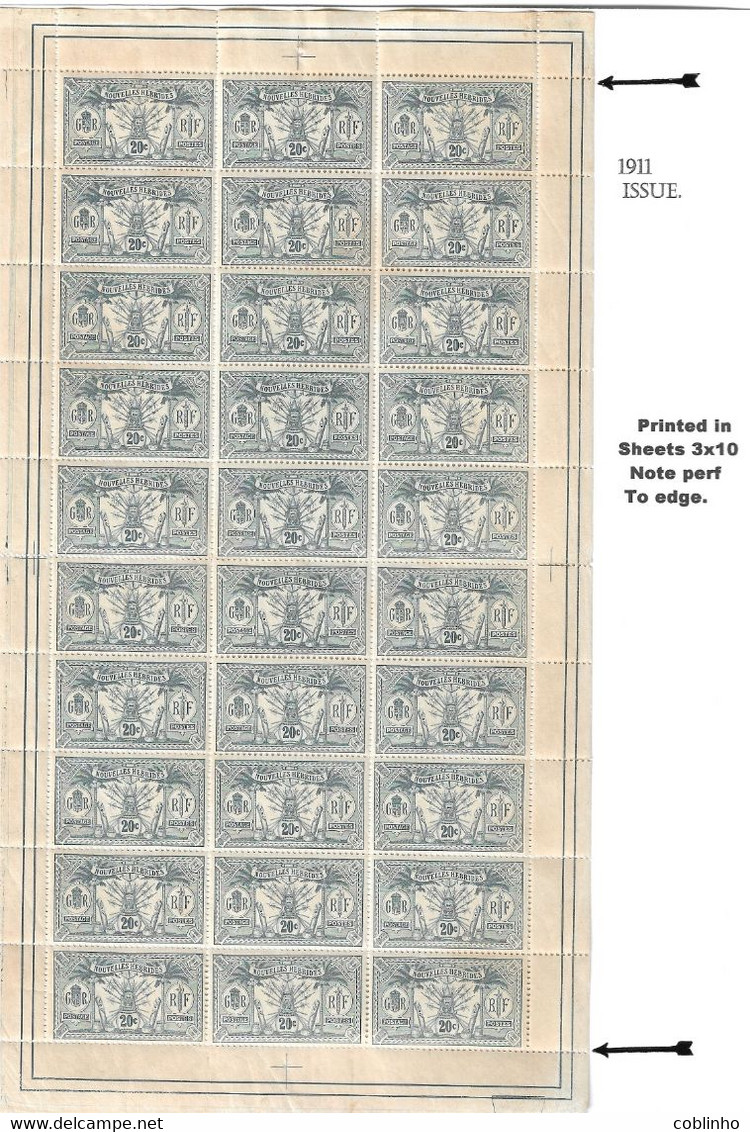 NOUVELLES HEBRIDES (New Hebrides) - YT 40 - 1911 - Feuille Entière (30 Timbres) - (complete Sheet Of 30) - Autres & Non Classés