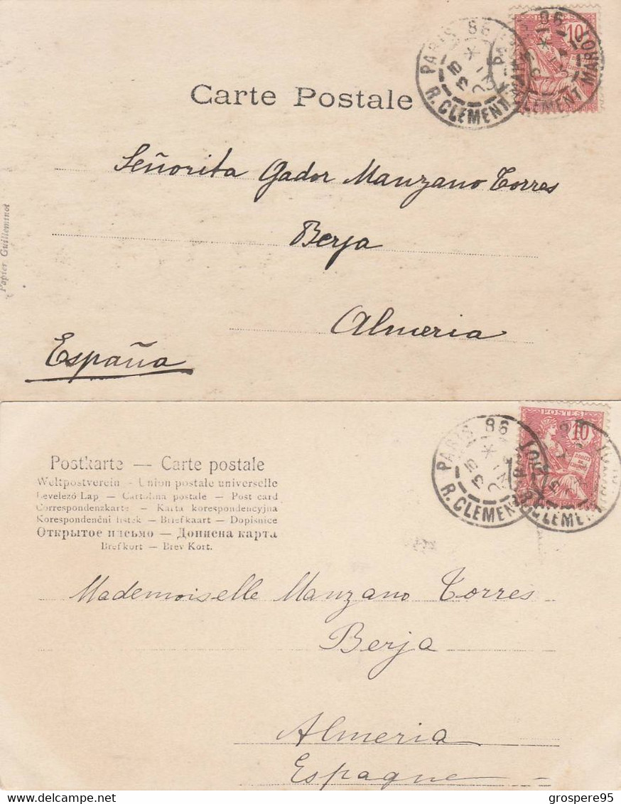 PAQUES 1903 PRECURSEURS ADRESSEES A LA MEME PERSONNE A ALMERIA BERJA ESPAGNE - Pasen