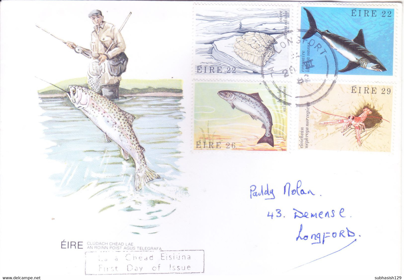 IRELAND : FIRST DAY COVER : 29 JULY 1982 : FAUNA, FISH : COMPLETE SET OF 4 - Lettres & Documents