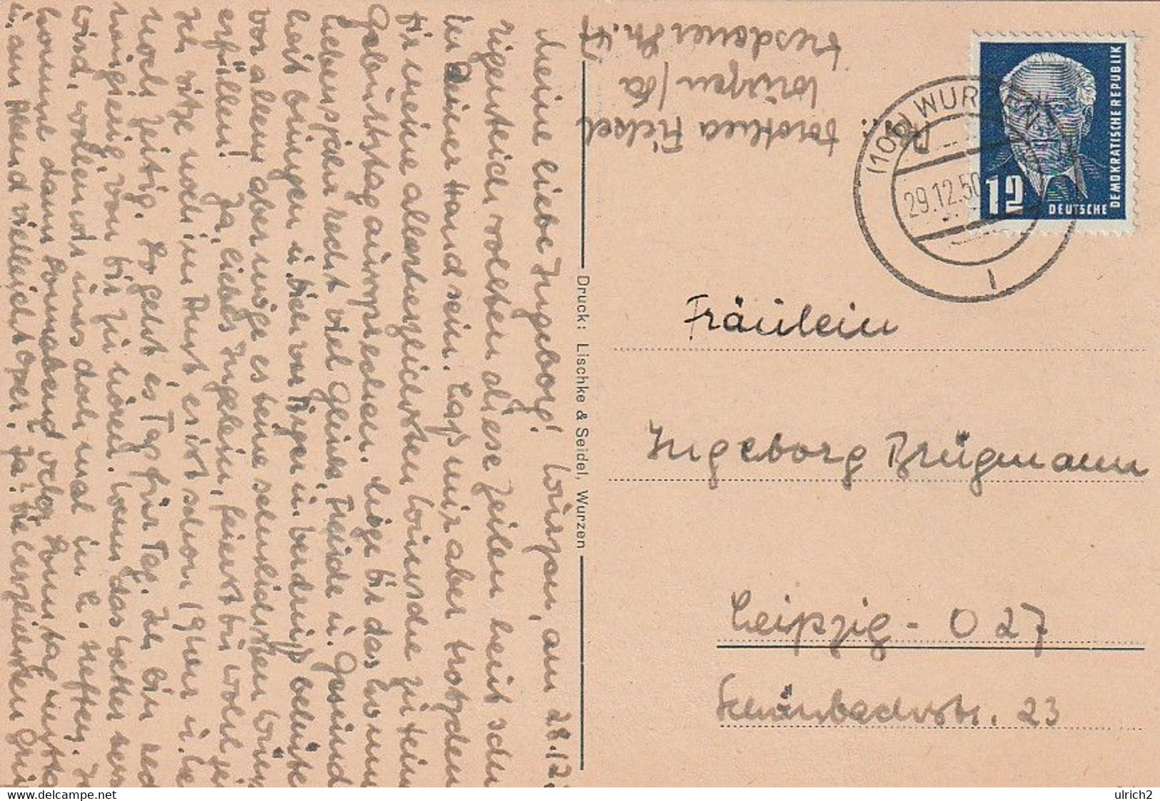 AK Liegenbank In Wurzen - Nach Einer Federzeichnung Von Volker Engelhardt - 1950 (58893) - Wurzen