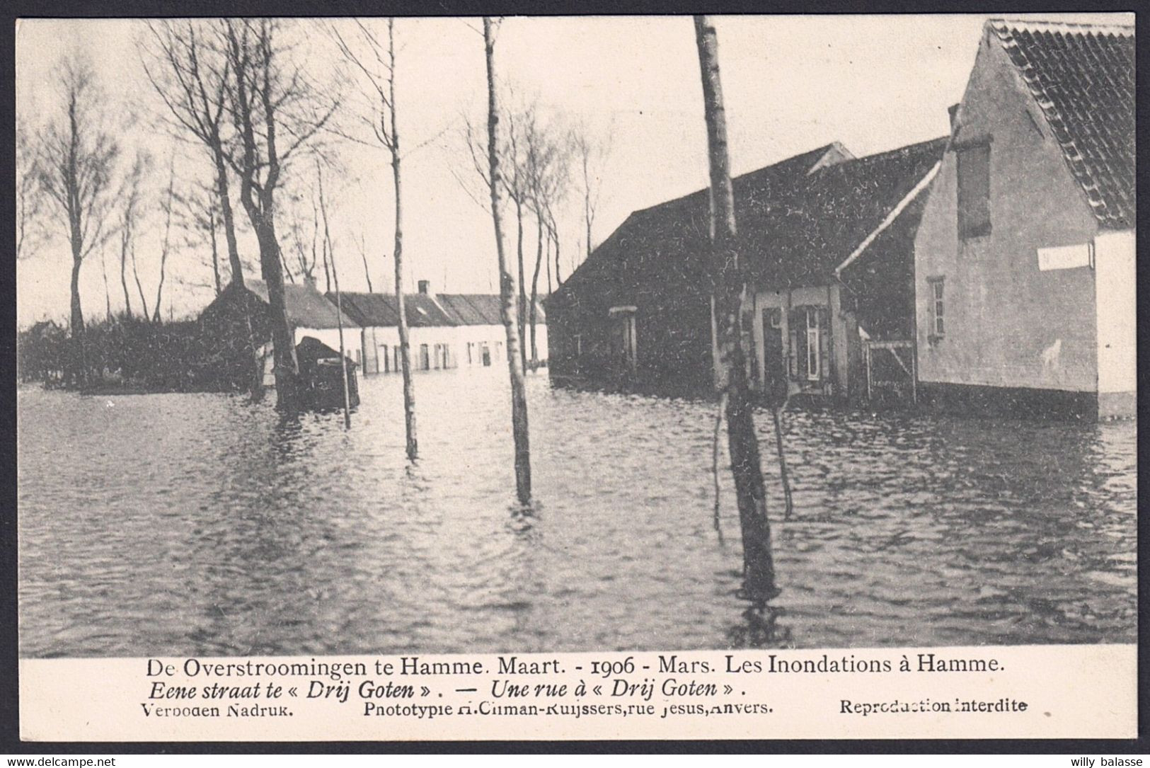 +++ CPA - HAMME - Inondations - Overstroomingen - 1906 - Une Rue à Drij Goten  // - Hamme