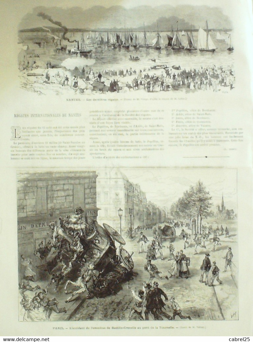 MONDE Illustré-1874/908-BAZEILLES (08)-BREST (29)-NANTES (44)-Suède STOCKHOLM DROTTWINGHOLM-Belqique BRUXELLES - 1850 - 1899