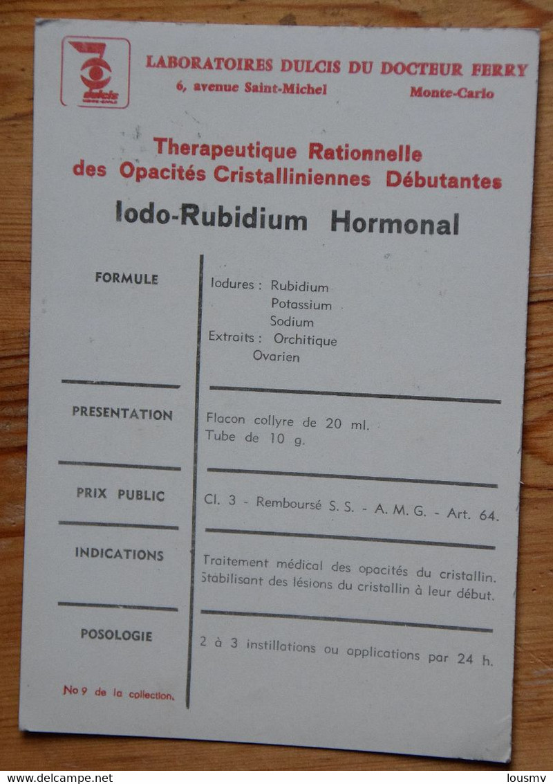 Le Sebestier - Plante Médicilale - Publicité Des Laboratoires Dulcis Du Docteur Ferry à Monte-Carlo - (n°22081) - Geneeskrachtige Planten