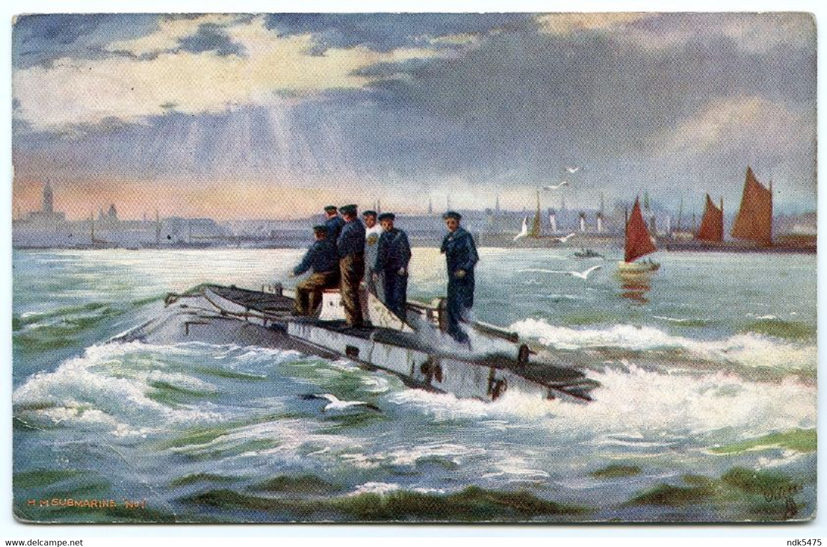 ARTIST CARD : H.M. SUBMARINE, No. 1 (TUCK'S OILETTE) / ADDRESS - BURY, FLEET STREET / WIGAN, ALBERT STREET (CROASDALE) - 1900-1949