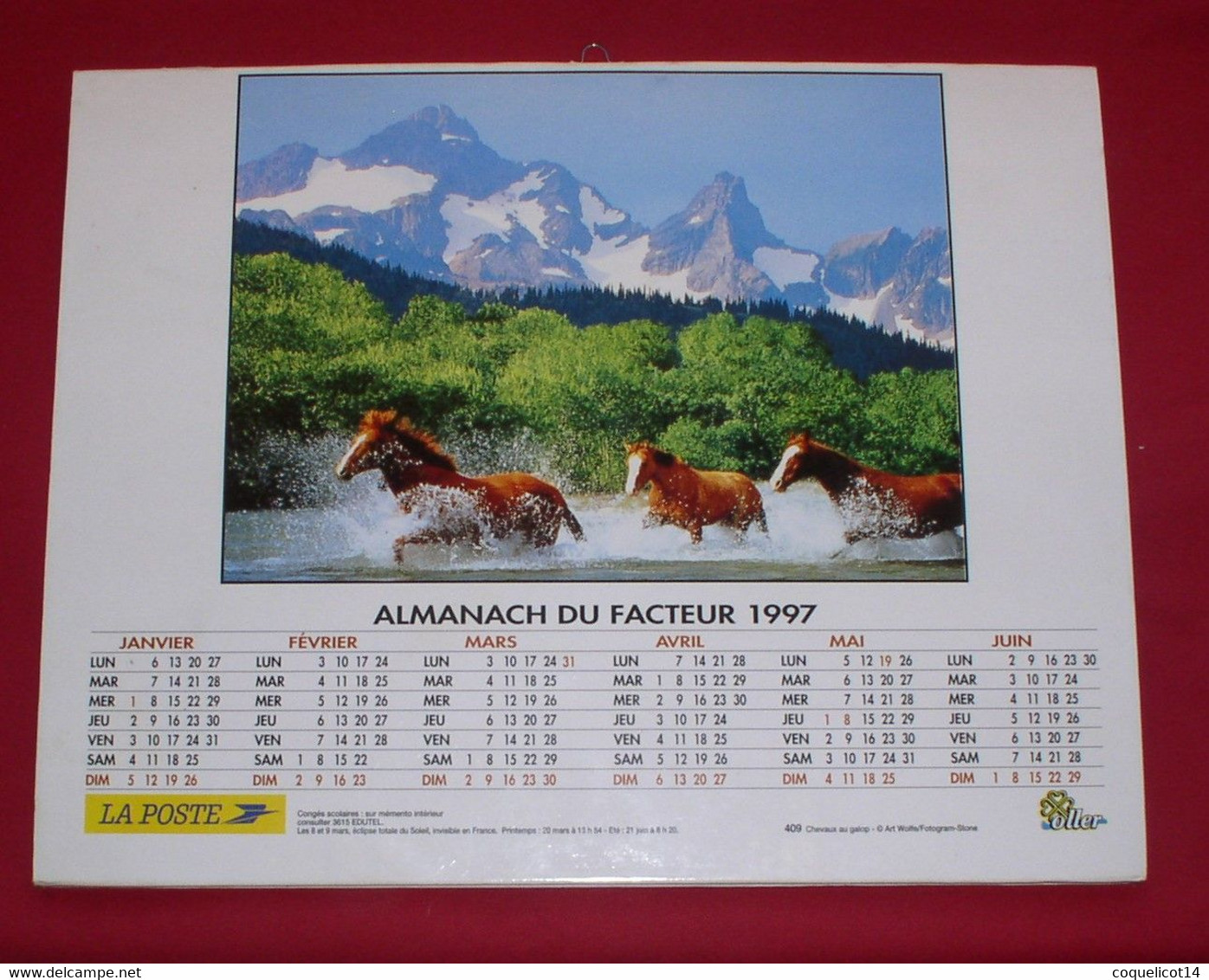 Almanach Du Facteur 1997 PTT Oller  (81) Photos 409 Chevaux Au Galop / Chevaux Au Bord D'un Lac - Grand Format : 1991-00