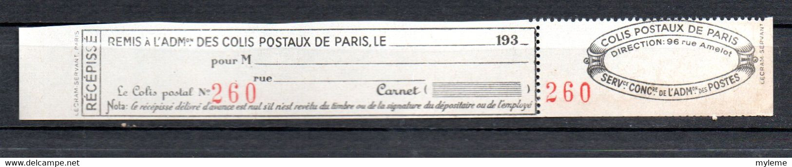 Z10-23 France Colis Postaux De Paris Pour Paris N° 171 **  à 10% De Côte ( Référence Spink/Maury 2022/2023) - Sonstige & Ohne Zuordnung