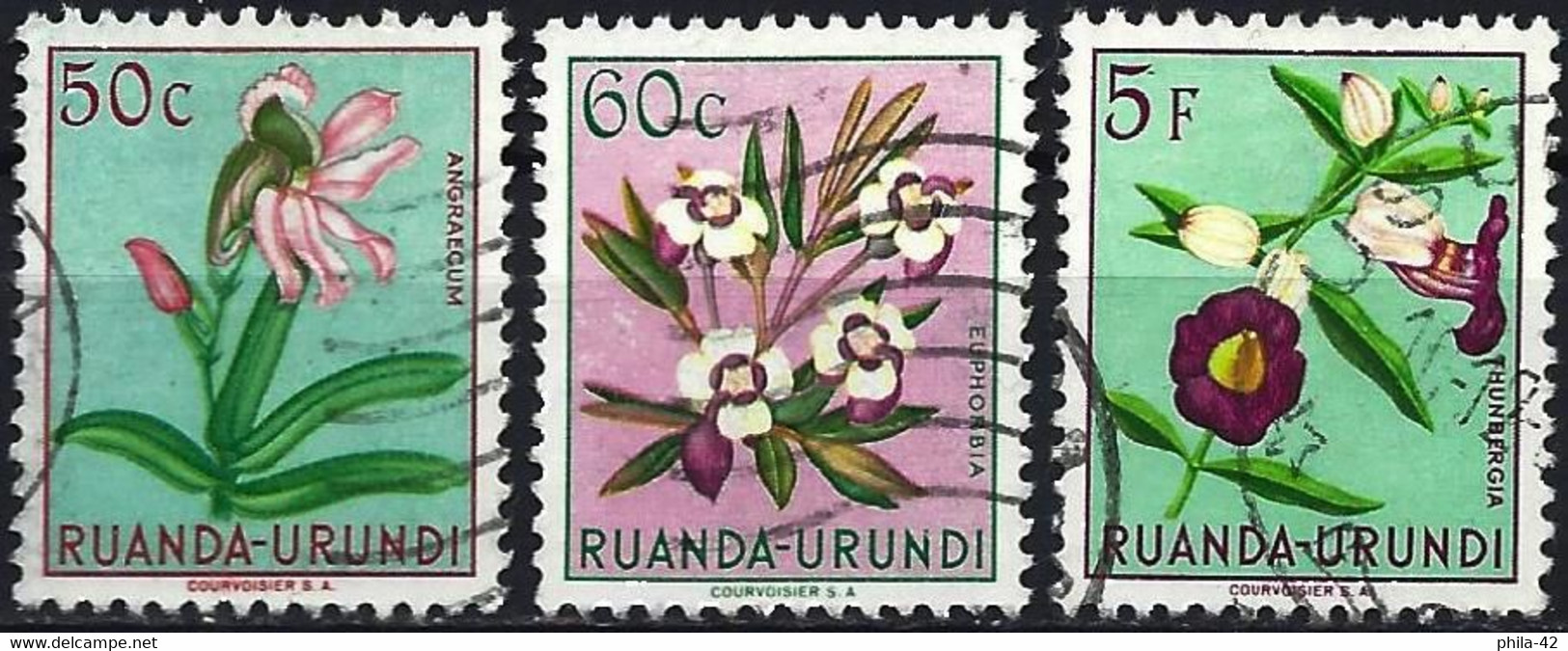 Ruanda-Urundi 1953 - Mi 138/39/47 - YT 182/83/91 ( Flowers ) - Used Stamps