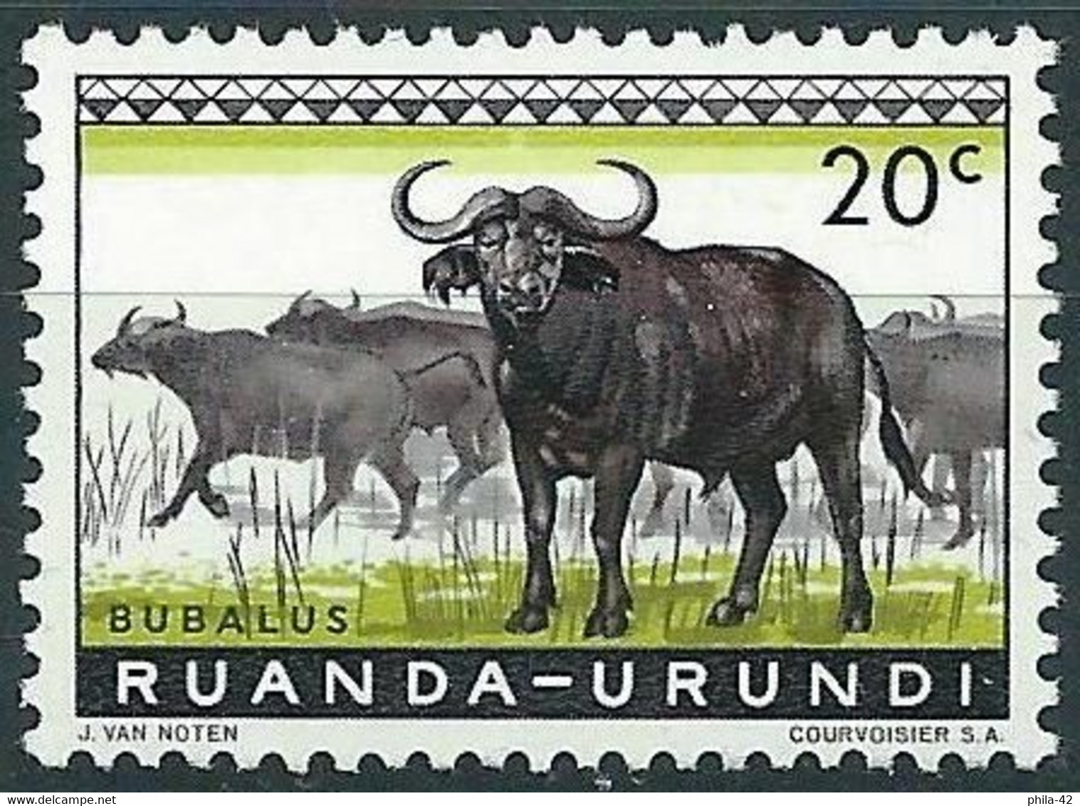 Ruanda-Urundi 1959 - Mi 162A - YT 206 ( Buffalos ) MNH** - Nuovi