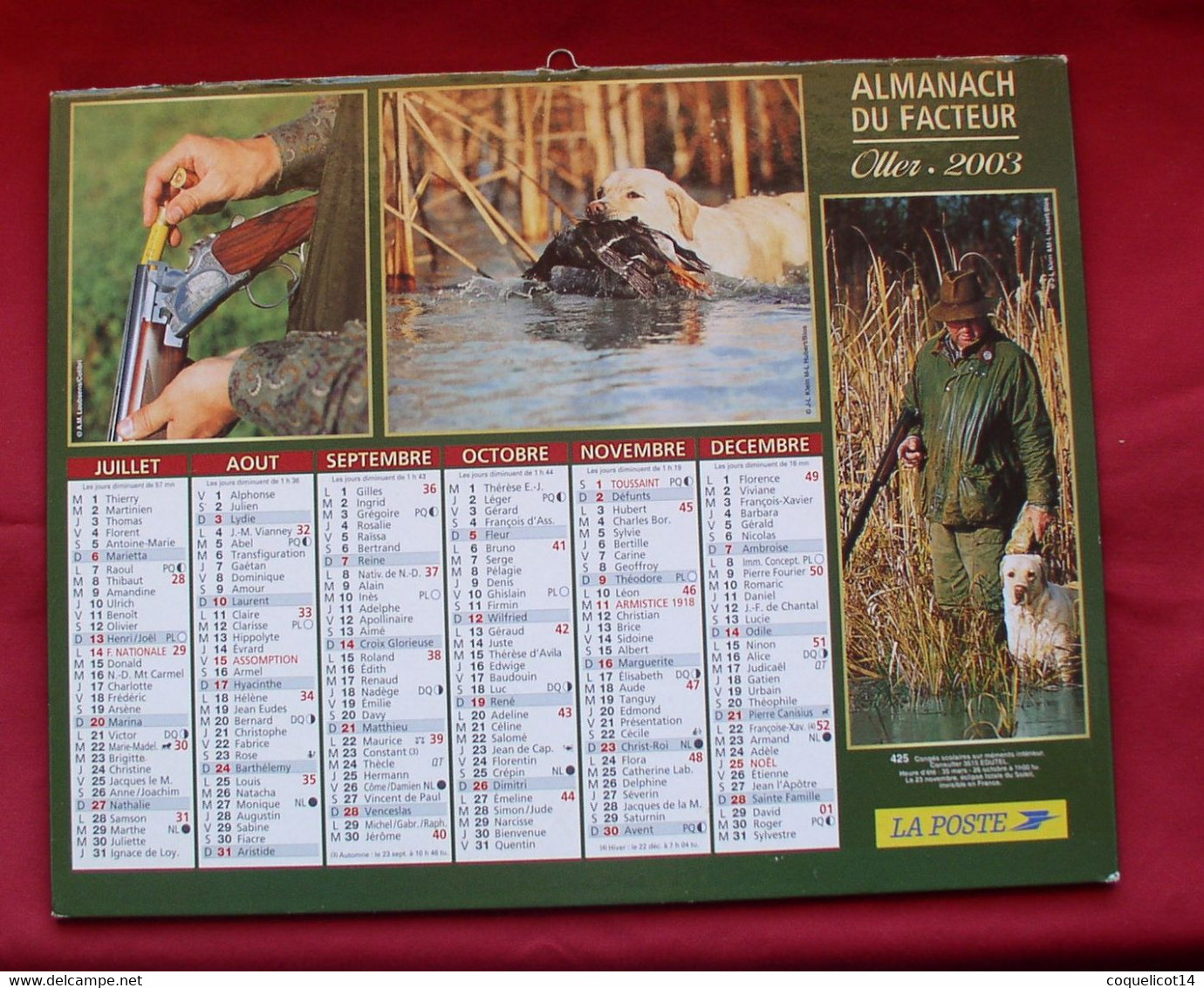 Almanach Du Facteur 2003 PTT Oller  (81) Photos 425 Chasse / Pêche - Grand Format : 2001-...