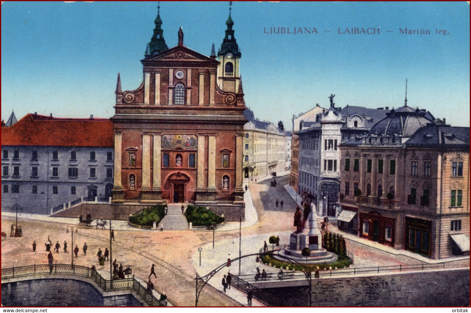 Ljubljana (Laibach) * Marijin Trg, Platz, Kirche, Denkmal, Stadtteil * Slowenien * AK1981 - Eslovenia