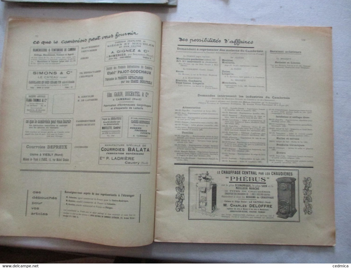 CHAMBRE DE COMMERCE DE CAMBRAI BULLETIN MENSUEL AVRIL 1932 N°131 PUBLICITES,SOMMAIRE - 1900 - 1949