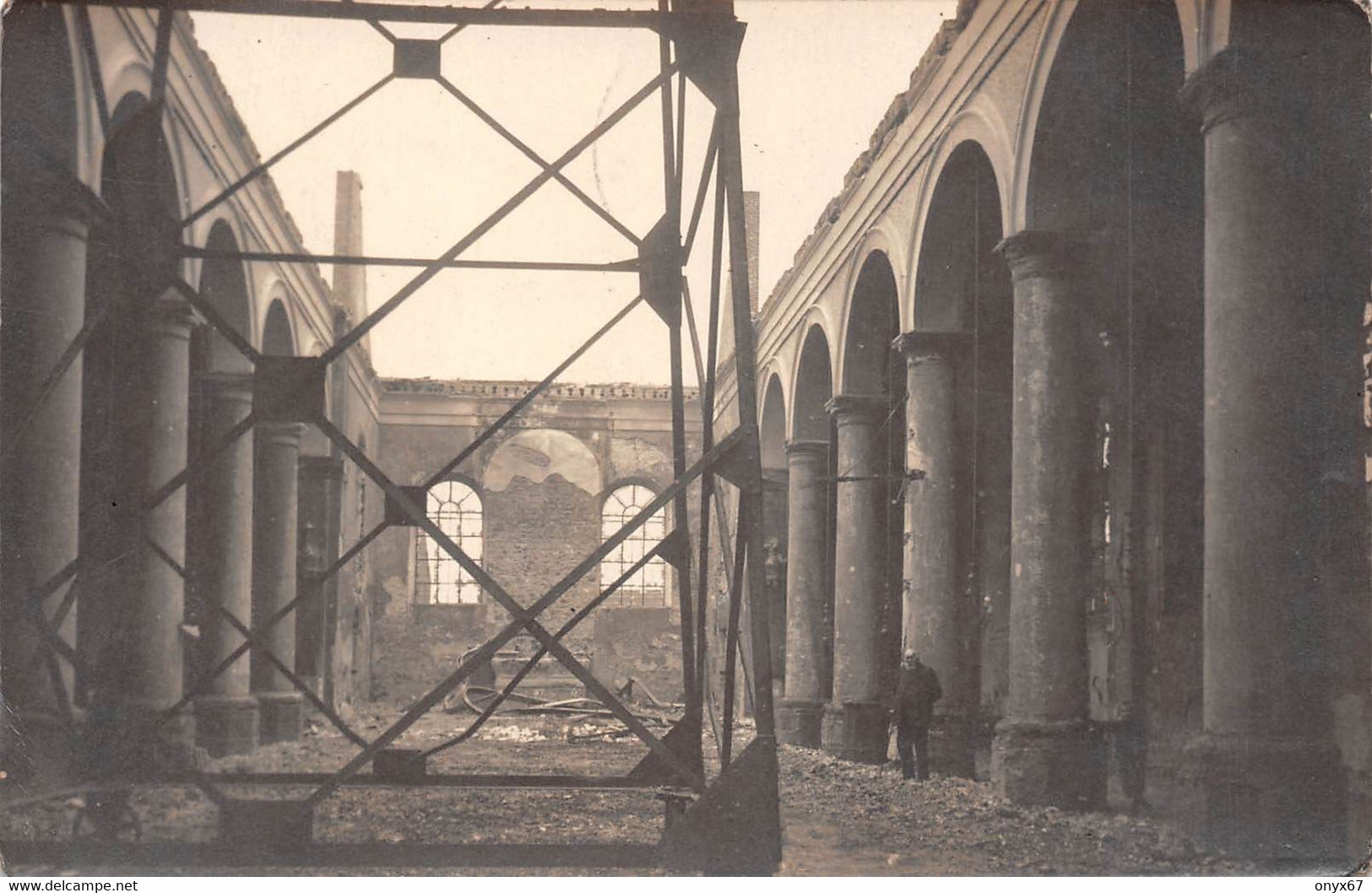 Carte Photo Militaire Allemand ORCHIES-59-Nord-Près Douai-Intérieur Eglise Détruite Bombardement Krieg-Guerre-14/18 - Orchies