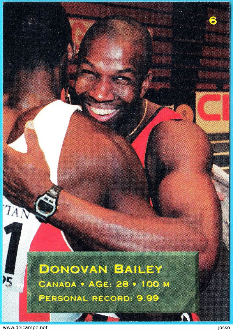 DONOVAN BAILEY - CANADA (100 M) - 1995 WORLD CHAMPIONSHIPS IN ATHLETICS Old Trading Card * Athletisme Athletik Atletica - Tarjetas