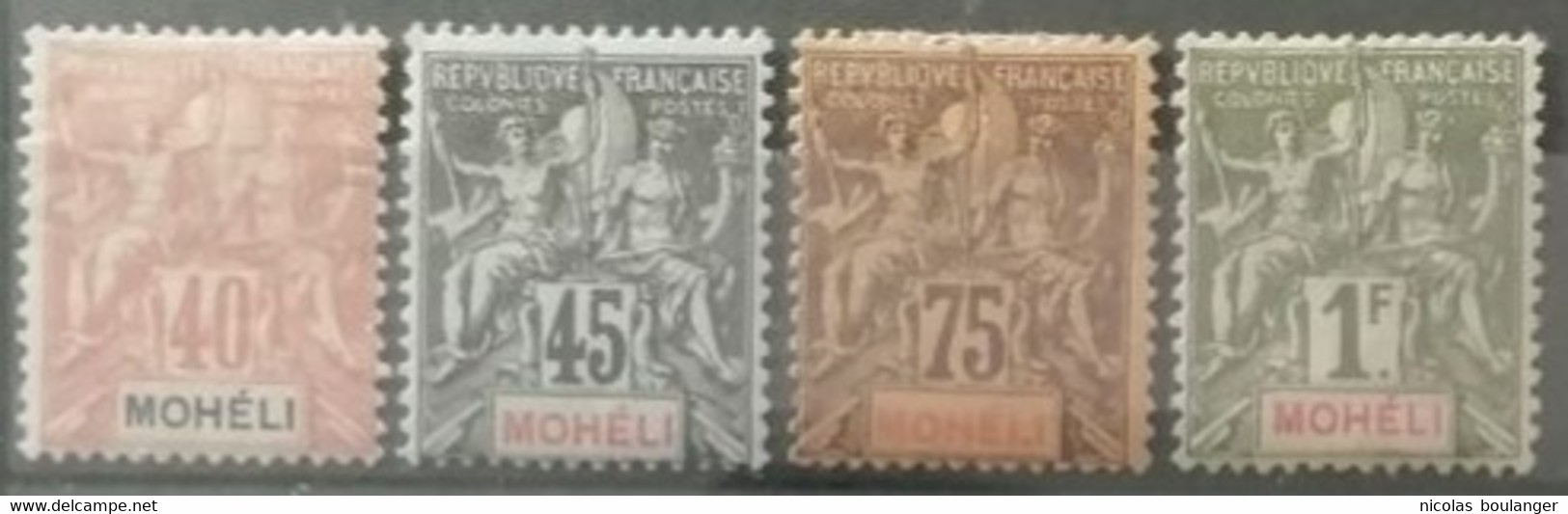 Mohéli 1906-07 / Yvert N°10-11 + N°13-14 (clair Sur Le 14) / * - Nuevos