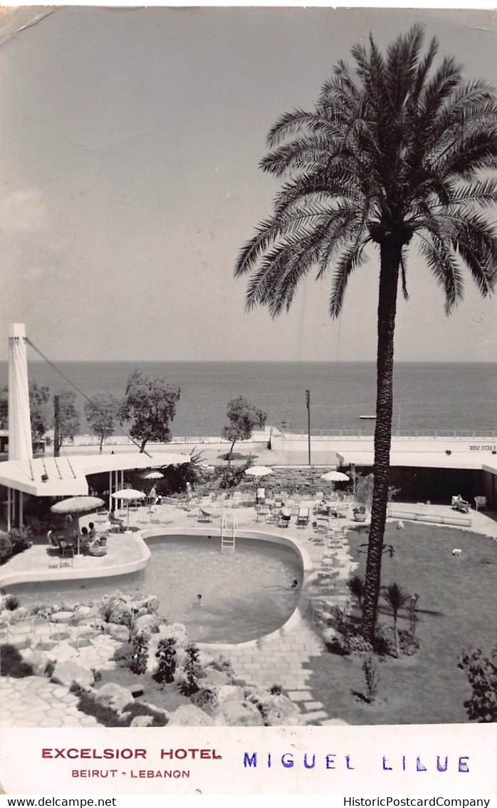 BEIRUT LEBANON~EXCELSIOR HOTEL-POOL & WATER VIEW~1956 PHOTO POSTCARD 54883 - Lebanon