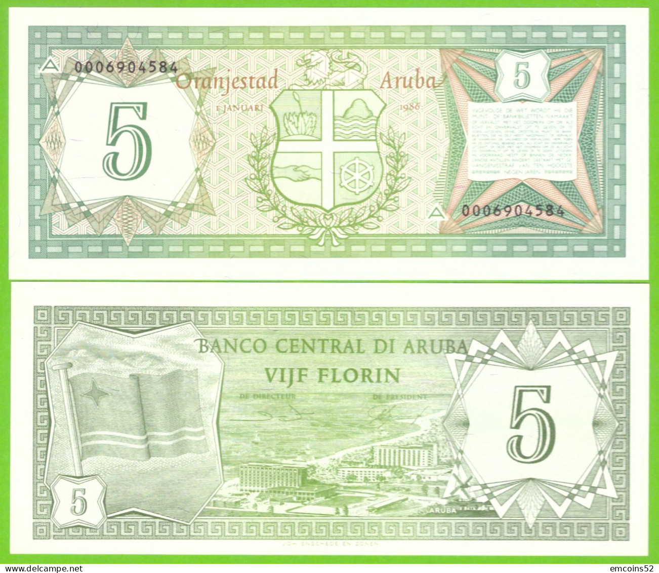 ARUBA 5 FLORIN 1986 P-1  UNC - Aruba (1986-...)