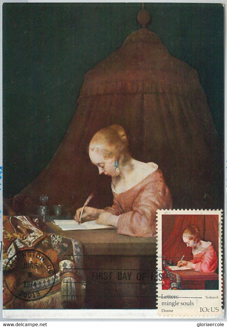 63935   - USA - POSTAL HISTORY:   MAXIMUM CARD 1974 -  ART  Terborch - Cartes-Maximum (CM)