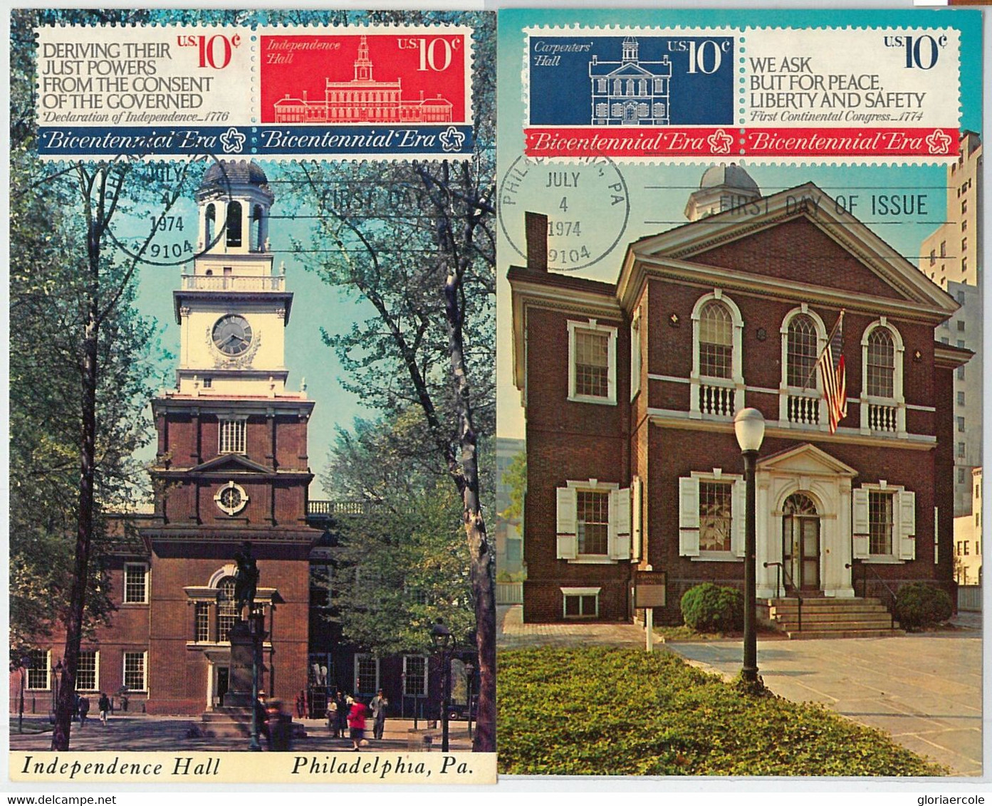 63934  - USA - POSTAL HISTORY: Set Of 2 MAXIMUM CARD 1974 -  ARCHITECTURE - Cartoline Maximum