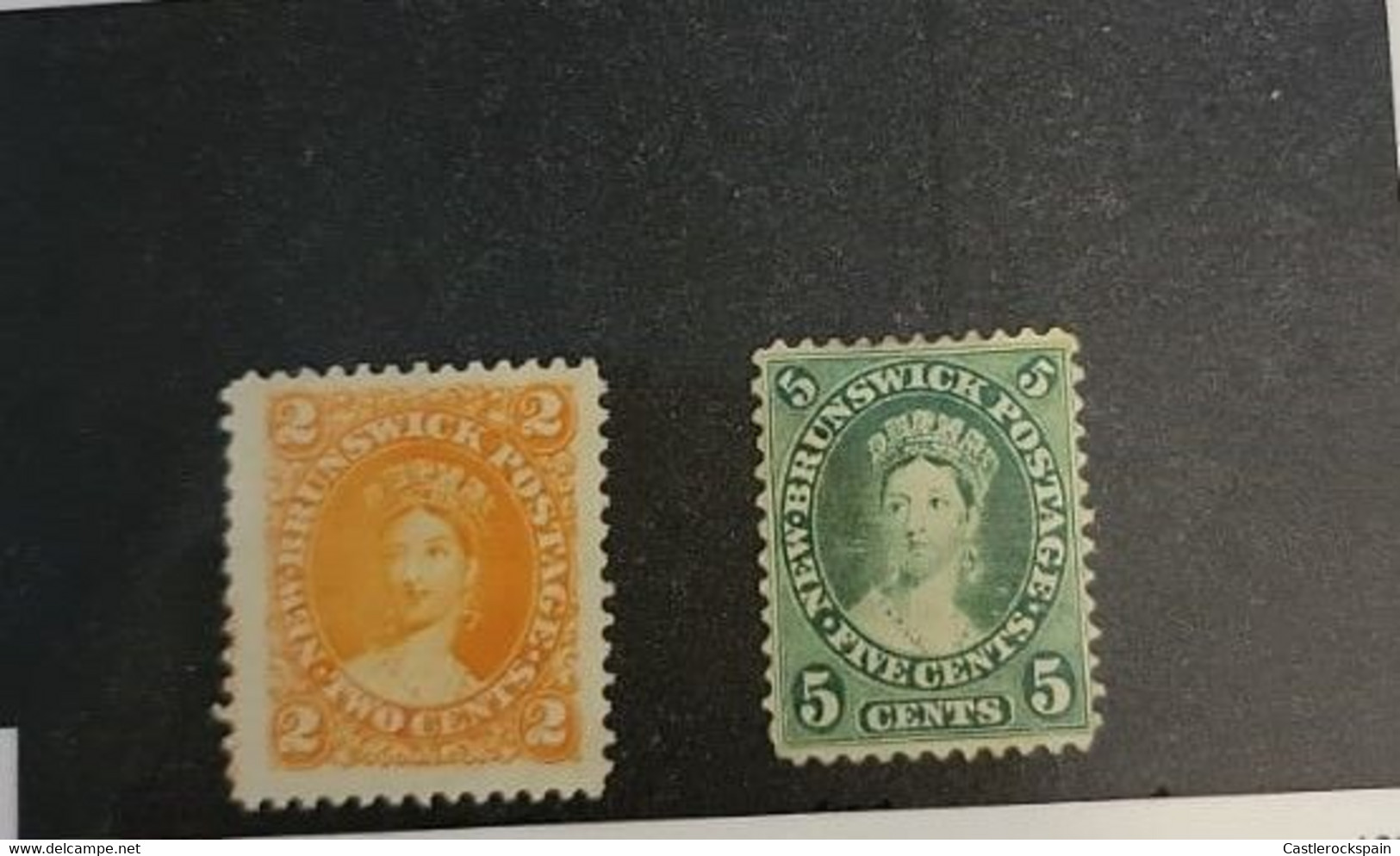 O) 1863 NEW BRUNSWICK, BRITISH PROVINCE, QUEEN VICTORIA, SCT 7 2c Orange, SCT 8 5c Yellow Green, XF - Nuevos