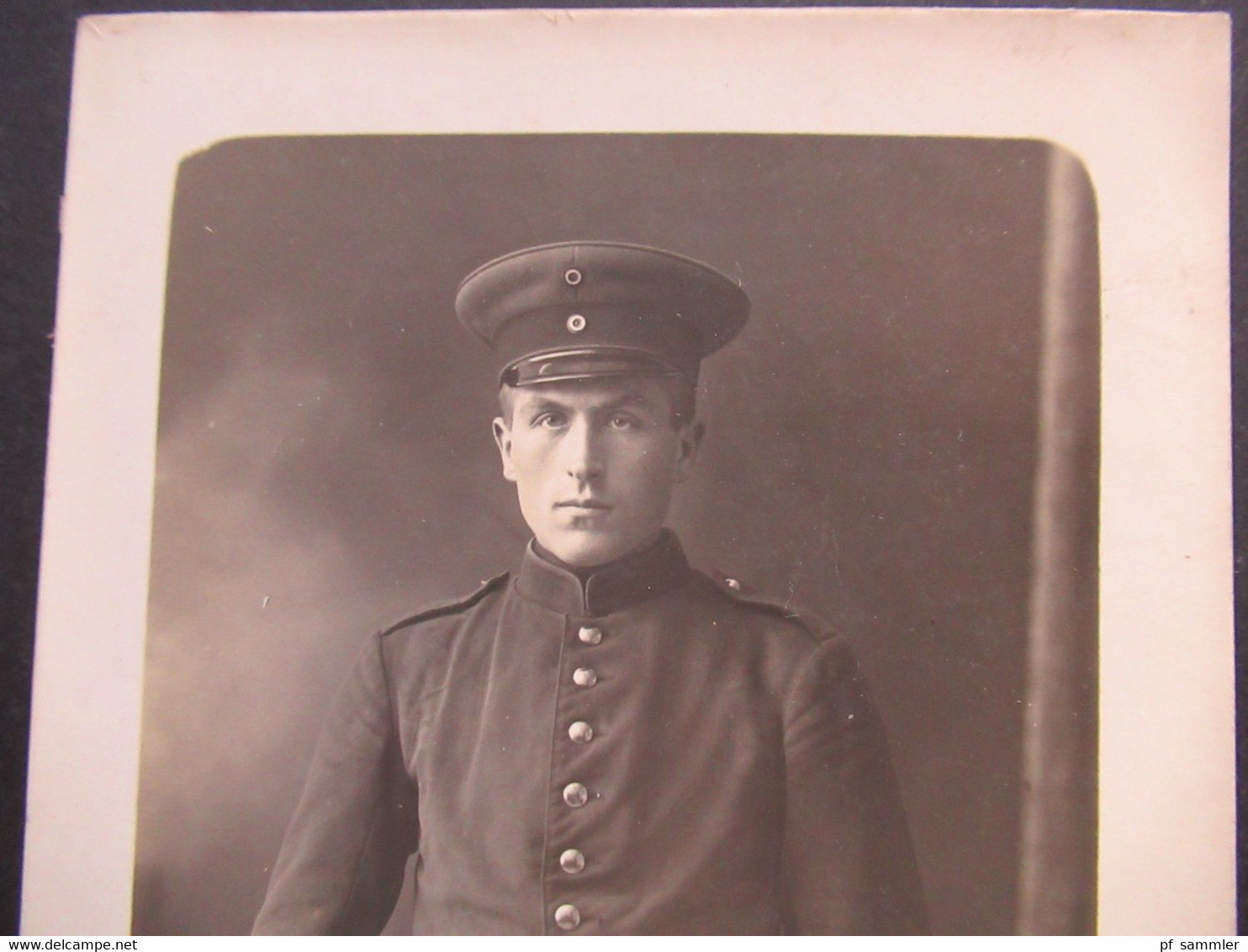 Echtfoto AK Soldat In Voller Uniform Mit Koppel Und Mütze 1.WK Um 1915 Ungelaufen! - Guerre 1914-18