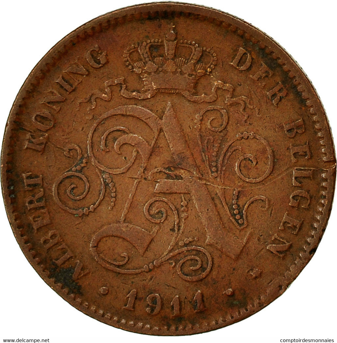 Belgique, Albert I, 2 Centimes, 1911, TTB, Cuivre, KM:65 - 2 Cents