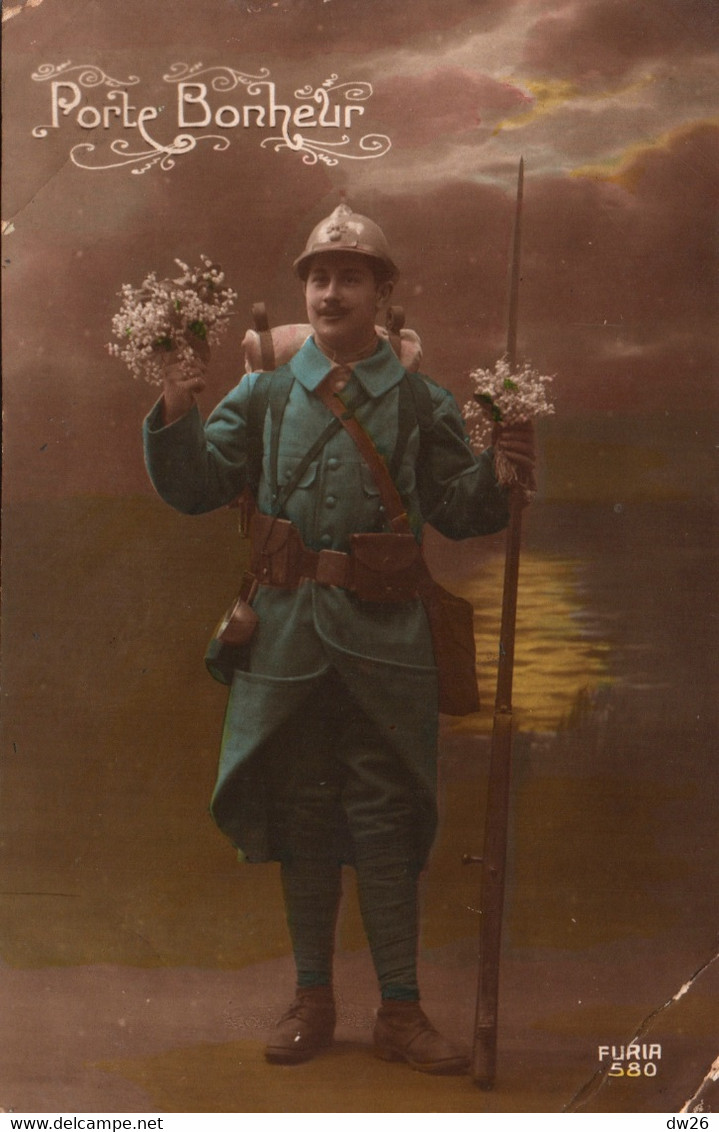 Patriotique - Porte Bonheur: Militaire (poilu) Avec Bouquet De Muguet - Carte Furia N° 580 - Patriottisch