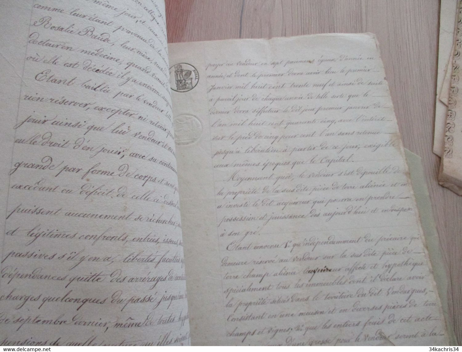 JF Archive Acte Hérault Vente Terre à Mauguio 1837 Grivoulet Marchand D'eau De Vie Gallargues/Robert Vendargues - Manuskripte