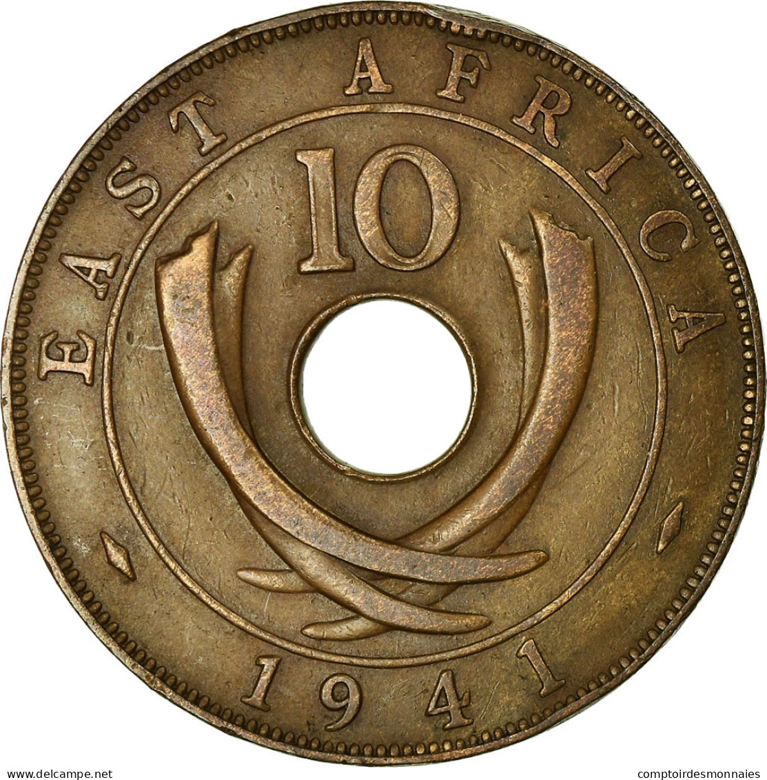 Monnaie, EAST AFRICA, George VI, 10 Cents, 1941, TTB, Bronze, KM:26.1 - British Colony