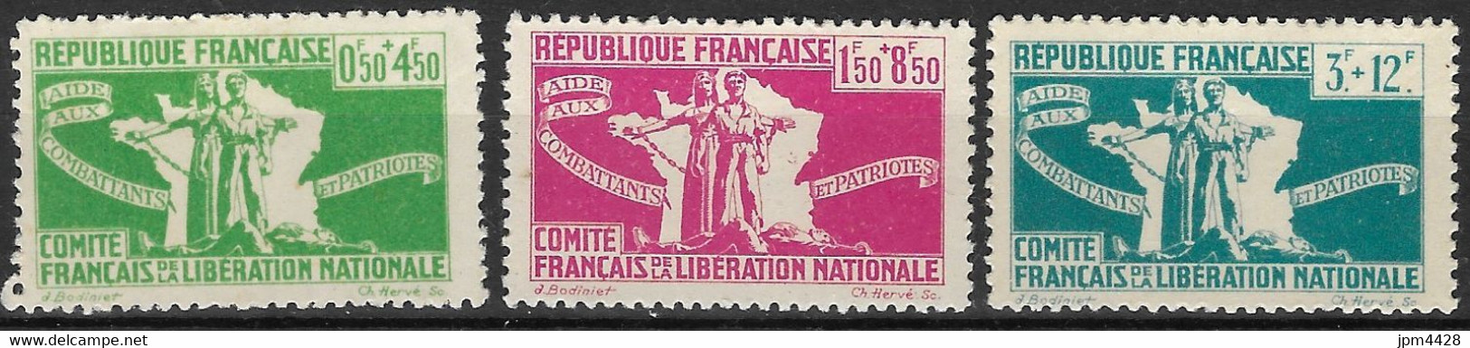 France Colonies Générales N° 1, 2, 3 Neufs ** Comité Français De La Libération - Timbres Neufs - Autres & Non Classés