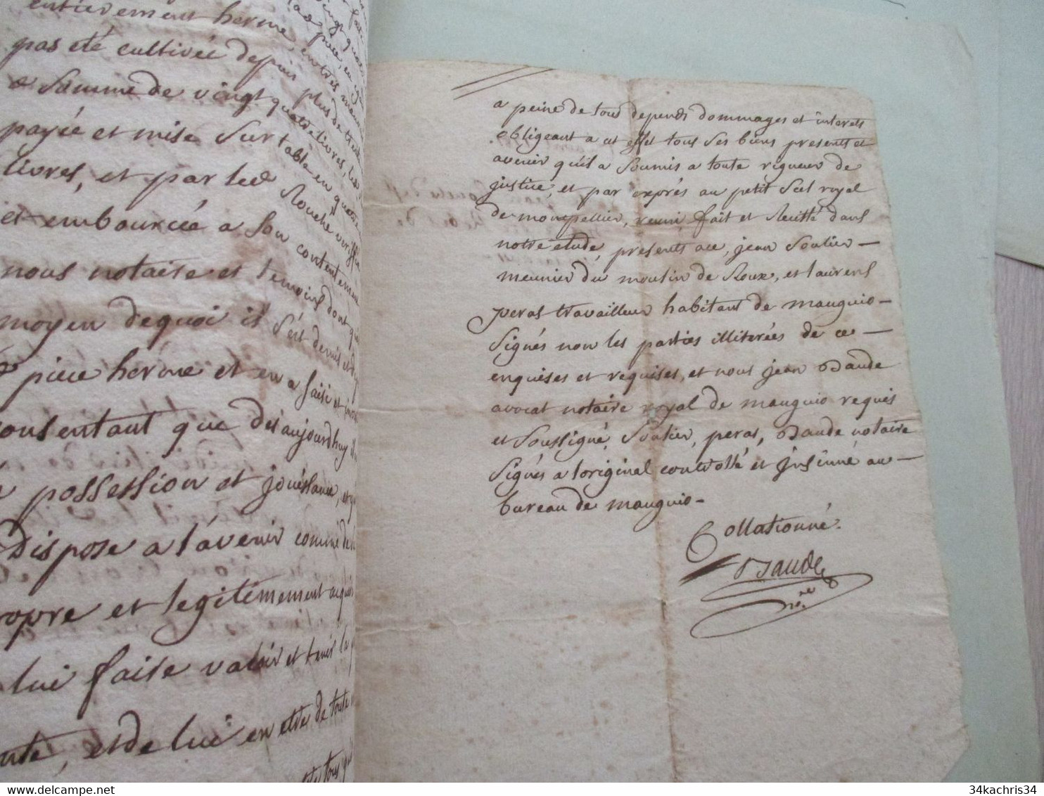 JF Acte Notarial Hérault Vente 1781 Mauguio Terre Robert De Vendargues/Rouché De Saint Brès - Manuskripte