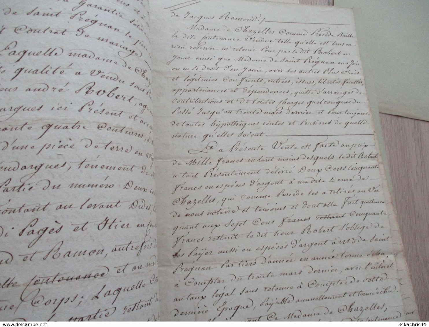 JF Acte Notarial Hérault Vente  1836/ Vendargues/Mauguio Domaine   Robert /Comtesse De Chazelle Et St Prégnan - Manuscripts
