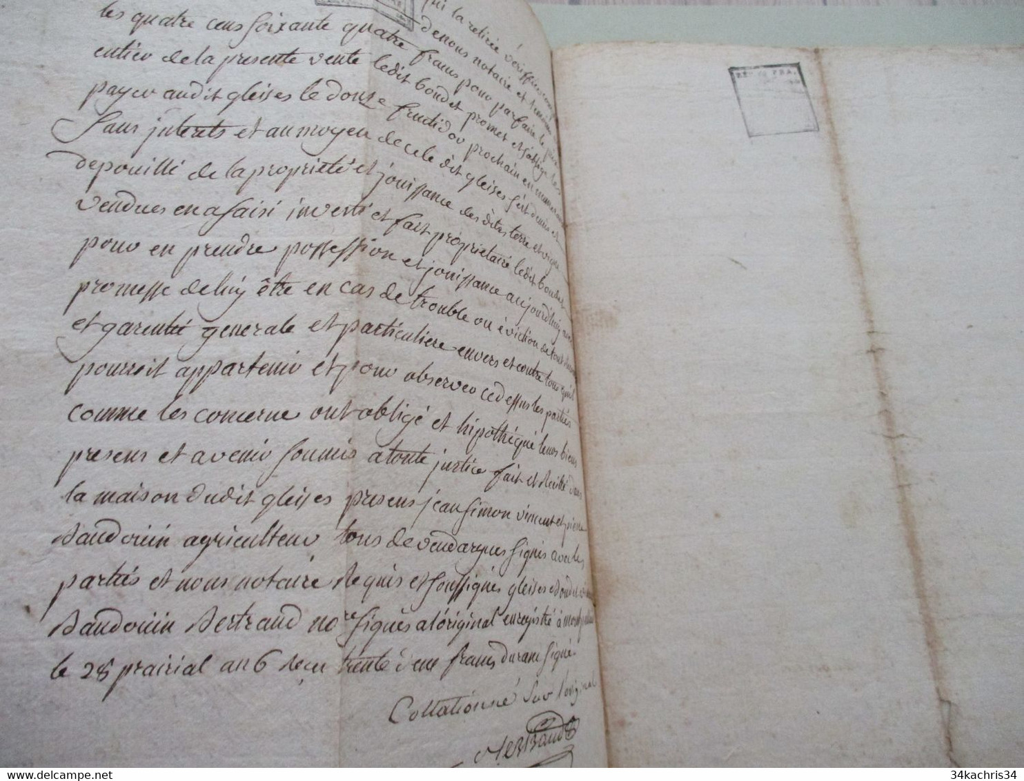 JF Acte Notarial Hérault Vente  AN VI  Vendargues/Mauguio Vente Gleize/Boudet Charon Vignes X2 Documents - Manuscrits