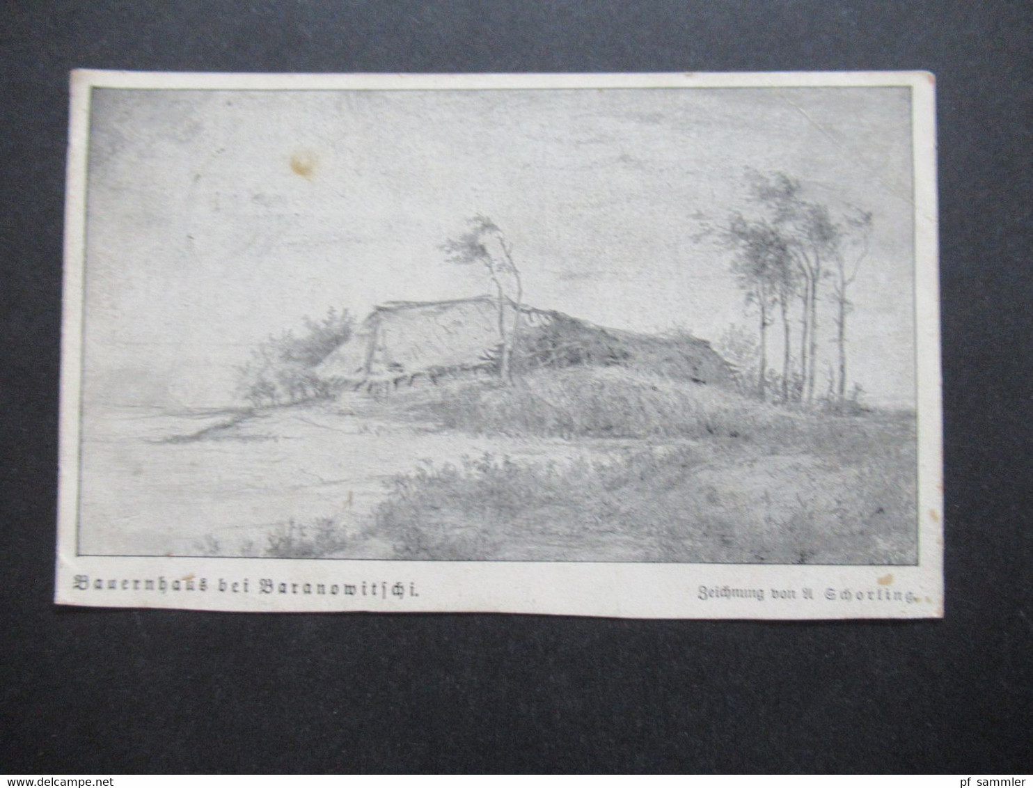 Feldpost Künstler AK Bauernhaus Bei Baranowitschi Heute Baranowitschy In Belarus 1.WK 1917 Preuss Inf. Regt, Nr.342 - Belarus