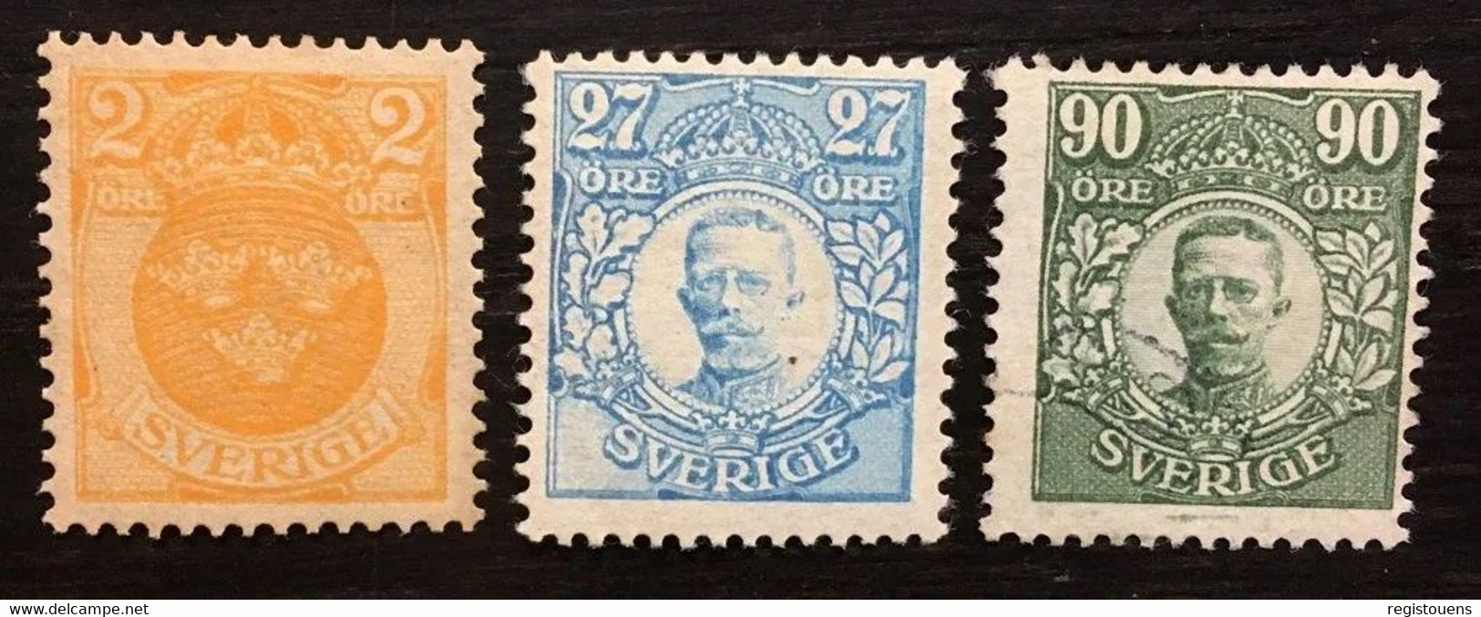 Lot De 3 Timbres Suède 1911 - Andere & Zonder Classificatie