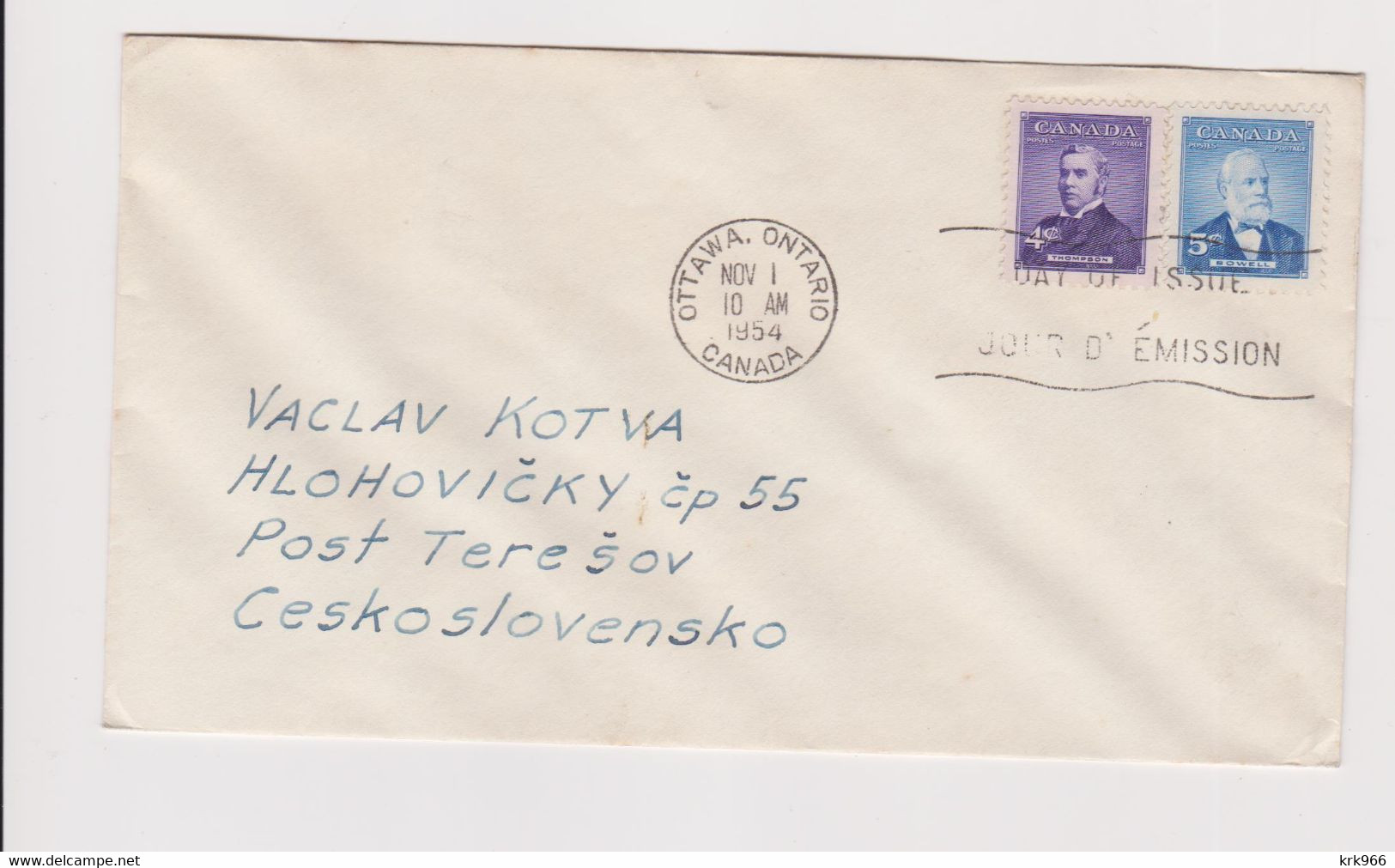 CANADA  1954 FDC Cover To Czechoslovakia - Covers & Documents