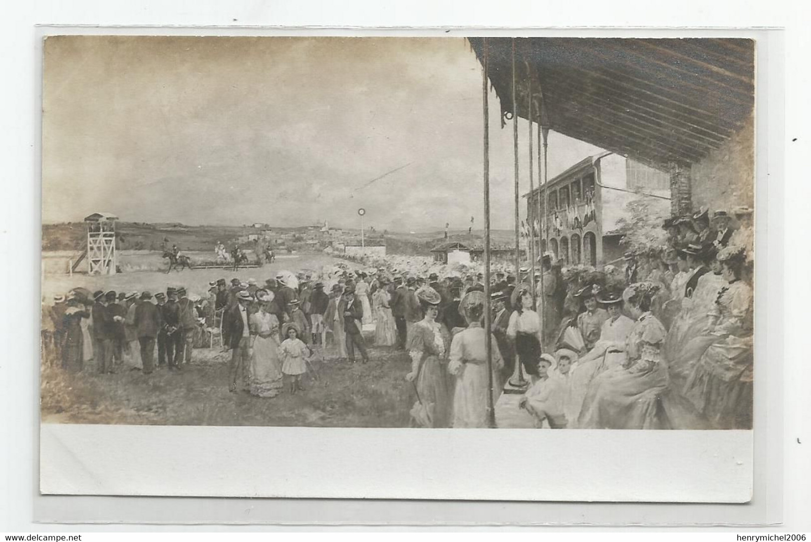 Carte Photo Illustrée Hippodrome Courses Tribune - Te Identificeren