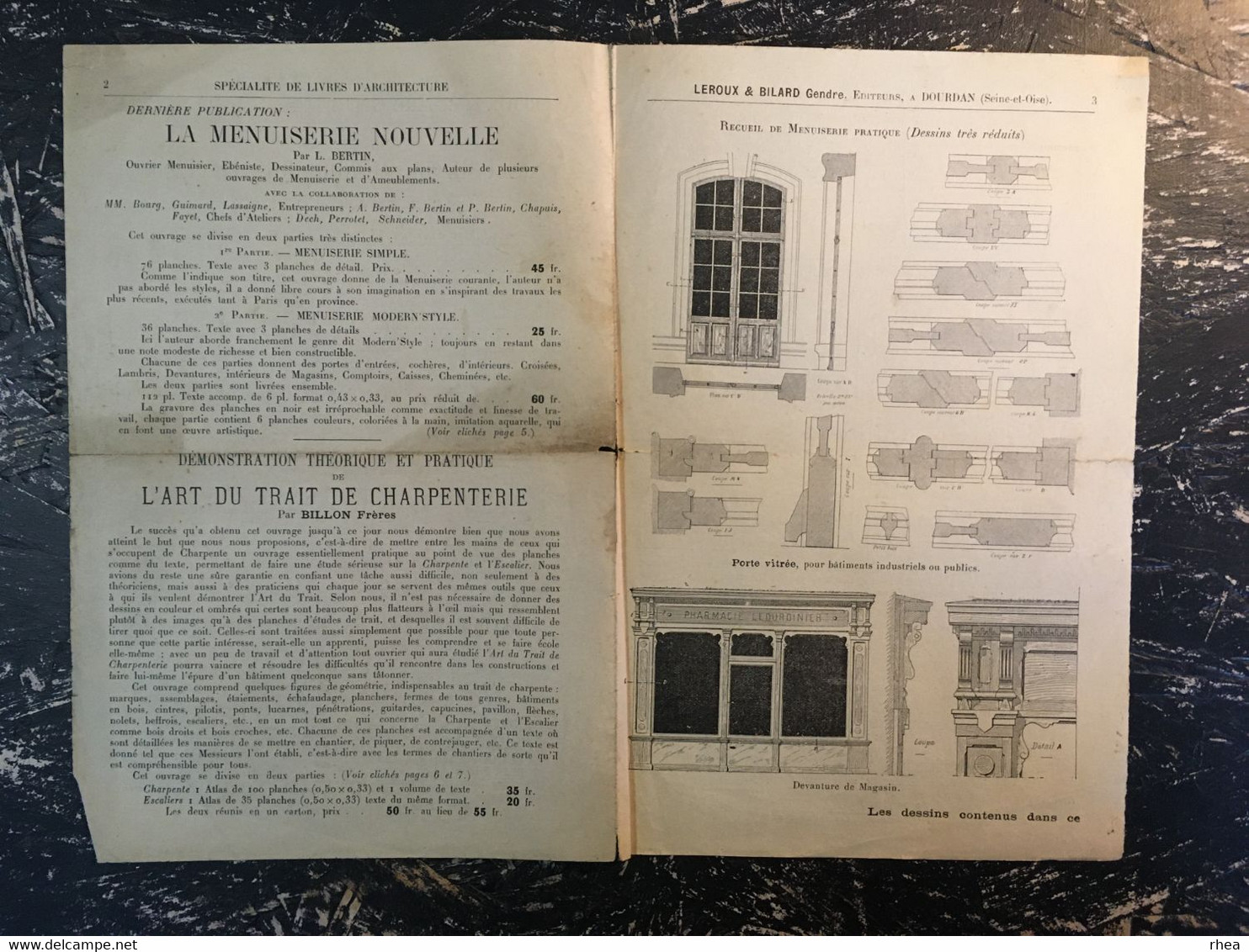 FEUILLETS De MENUISERIE - Présentations Ouvrages D'architecture - 3 Documents - Andere Pläne